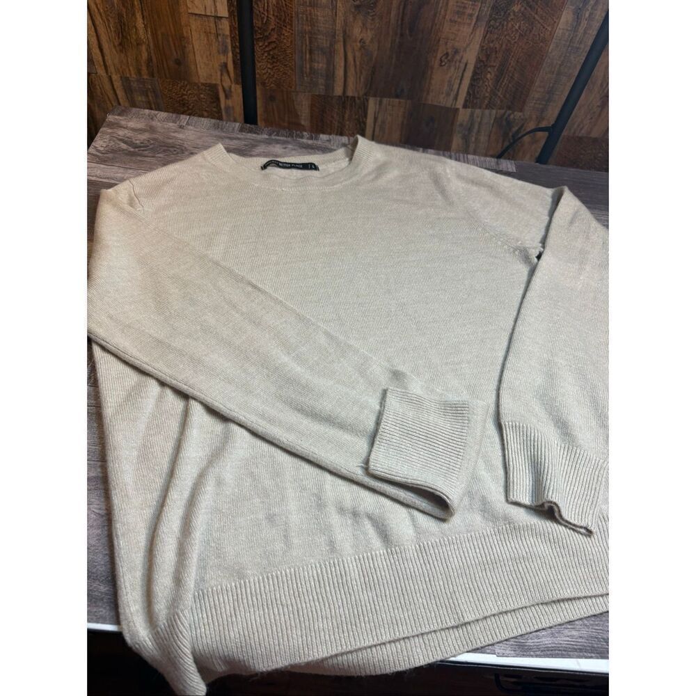 Project Better Place Beige Crewneck Sweater Large Cashmere Like Acrylic Knit